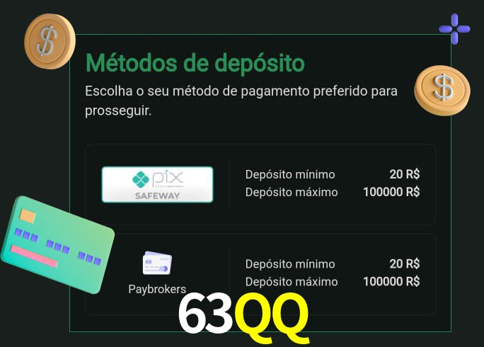 O cassino 63QQ oferece uma grande variedade de métodos de pagamento